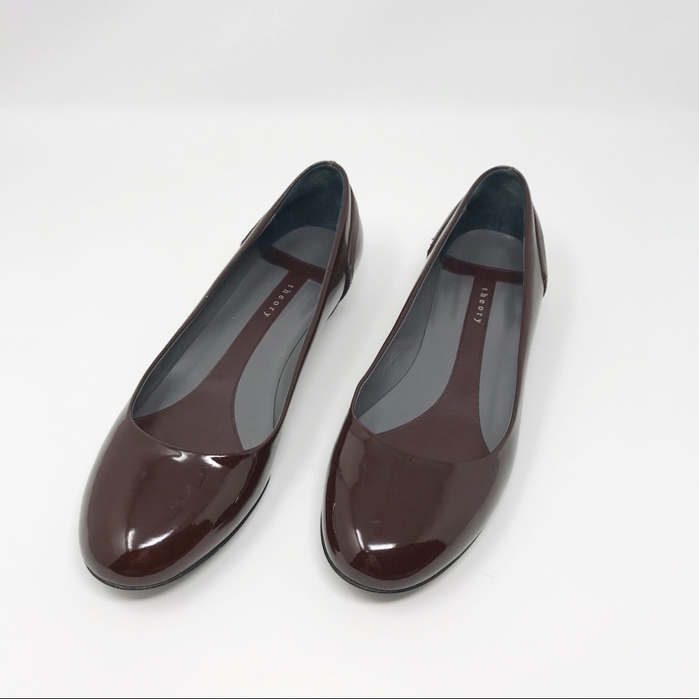 Theory Burgundy Patent Leather Flats Size 8